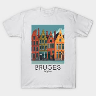 A Vintage Travel Illustration of Bruges - Belgium T-Shirt